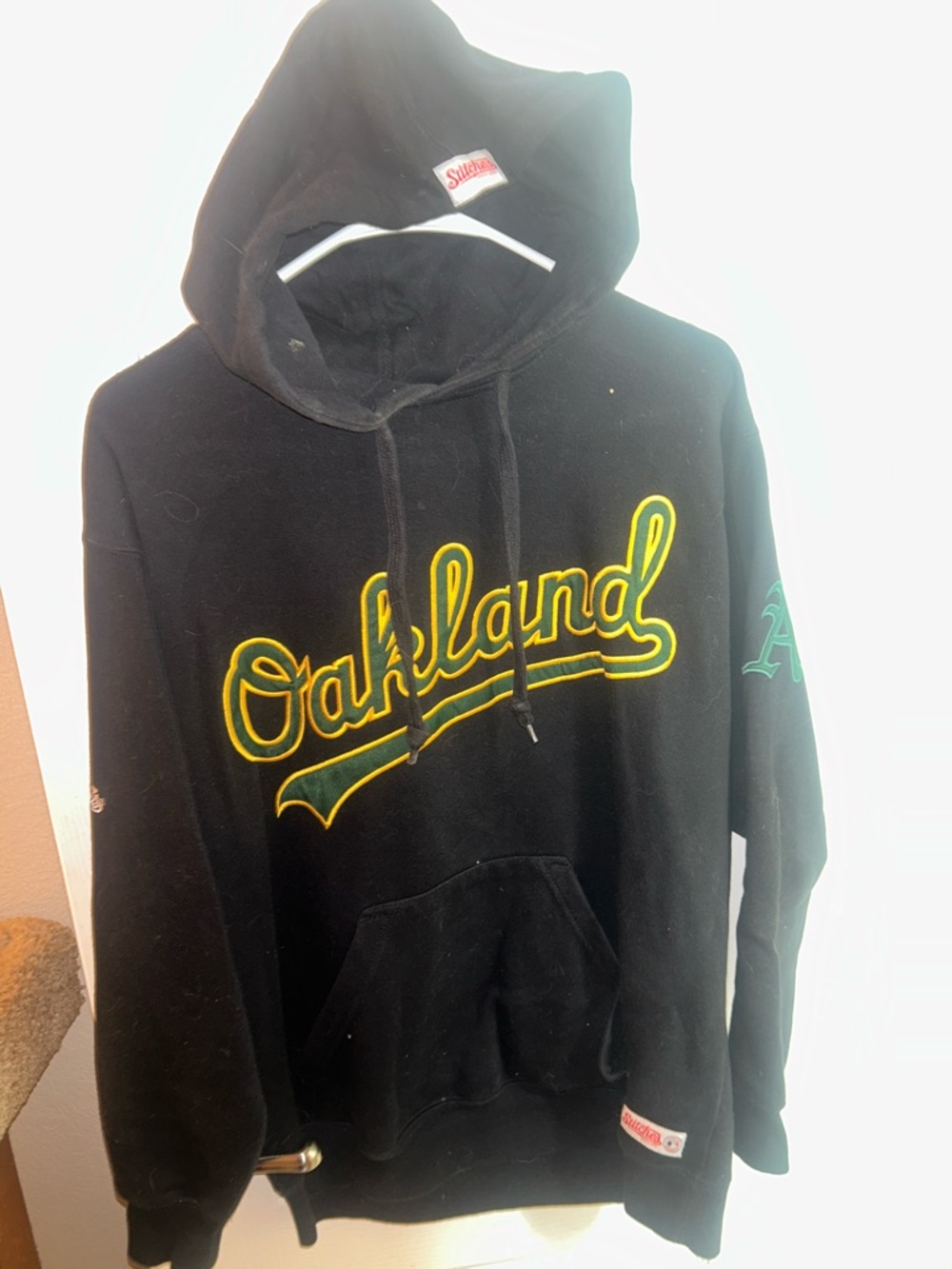 Stitches Black Hoodie with White Logo